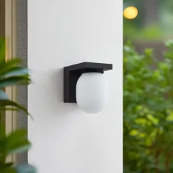 Lucande udendørs væglampe Ovaali, glas, mørkegrå, IP65