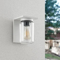 Lucande udendørs væglampe Semka, hvid, aluminium, glas, 20 cm