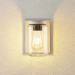 Lucande udendørs væglampe Semka, hvid, aluminium, glas, 20 cm