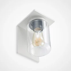 Lucande udendørs væglampe Semka, hvid, aluminium, glas, 20 cm