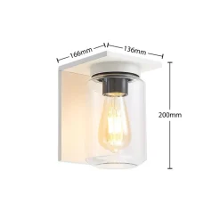 Lucande udendørs væglampe Semka, hvid, aluminium, glas, 20 cm