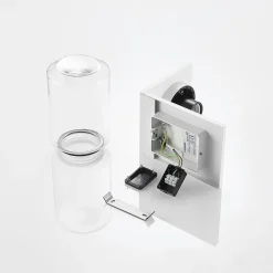 Lucande udendørs væglampe Semka, hvid, aluminium, glas, 20 cm