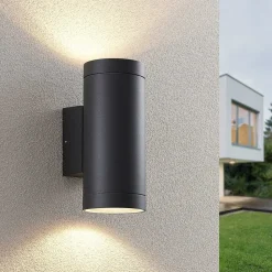Lucande udendørs væglampe Thomke, 2 lyskilder, antracit, aluminium