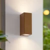 Lucande udendørs væglampe Xava, op/ned, brun, 2 lyskilder, GU10