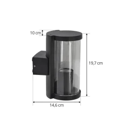 Lucande udendørs væglampe Zanta, højde 19,7 cm, IP65, sort