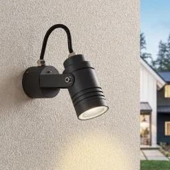 Lucande udendørs vægspot Galina, grå, aluminium, 11,2 cm høj