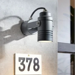 Lucande udendørs vægspot Galina, grå, aluminium, 11,2 cm høj