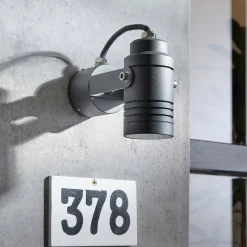 Lucande udendørs vægspot Galina, grå, aluminium, 11,2 cm høj