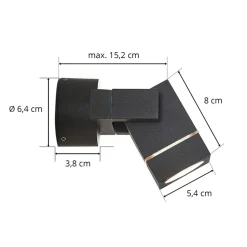 Lucande udendørs vægspot Kavuna, kantet, antracit, IP54