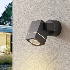 Lucande udendørs vægspot Kavuna, kantet, antracit, IP54