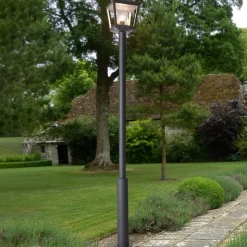 Lucande udendørslampe Dunia, antracit, metal, højde 220 cm