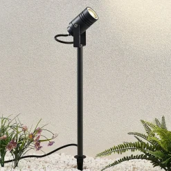 Lucande udendørsspot Galina, jordspyd, stik, grå, 40 cm