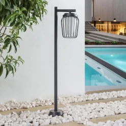 Lucande vejlampe Chandan, 100 cm, sort, aluminium