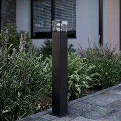 Lucande vejlampe Keke, højde 70 cm, antracit, aluminium