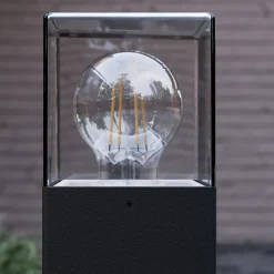 Lucande vejlampe Keke, højde 70 cm, antracit, aluminium