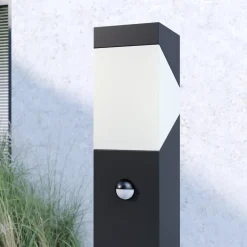 Lucande vejlampe Kiran, 100 cm, sensor, grå, IP44, E27