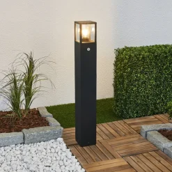 Lucande vejlampe Klemens, 90 cm, sensor, antracit, E27