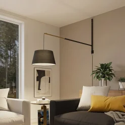 Lucande væglampe Beleza, højde 150 cm, kan trækkes ud, tekstil