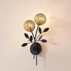 Lucande væglampe Evory, 30 cm, 2 lyskilder, sort/guld, G9