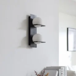 Lucande væglampe Kulka, 2 lyskilder, sort, glas, G9