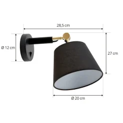 Lucande væglampe Marvaine, sort/guld-farvet, justerbar