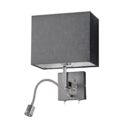 Lucande væglampe Rebekka, 31 cm, sort, LED-læsearm