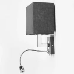 Lucande væglampe Rebekka, 31 cm, sort, LED-læsearm