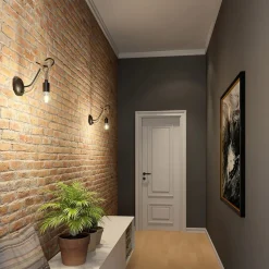 Lucande væglampe Ropina, sort, hampereb, højde 25 cm