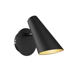 Lucande væglampe Wibke, højde 24 cm, sort, guld, metal