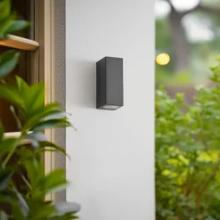 Lucande væglampe Xava, op/ned, antracit, 2 lyskilder, GU10