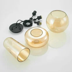 Lucande Zyli pendellampe, 3 lyskilder, ravgul