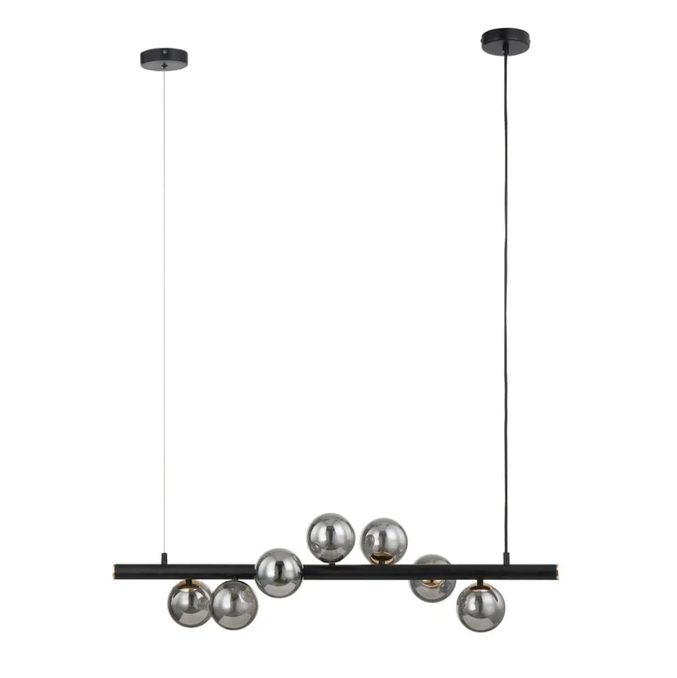 Lucande-pendel Diborah, røggrå, glas, 90 cm, G9