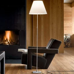 Luceplan Costanza gulvlampe D13ti, aluminium/hvid