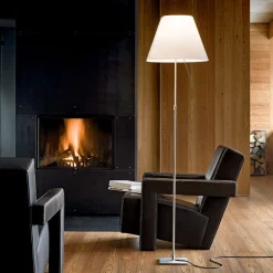 Luceplan Costanza gulvlampe D13ti, aluminium/hvid