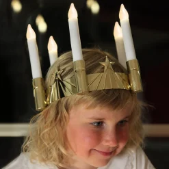 Lucia-krone m. LED og fem lysk.