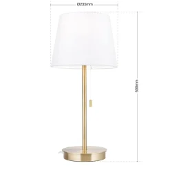 Ludwig bordlampe med USB-port, hvid/antik messing