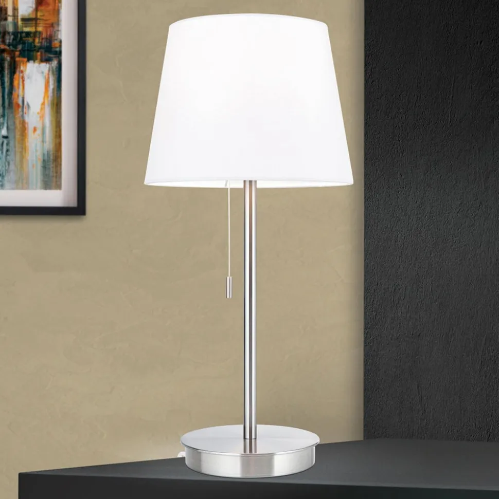 Ludwig bordlampe med USB-port, hvid/mat nikkel