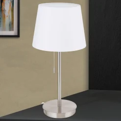 Ludwig bordlampe med USB-port, hvid/mat nikkel