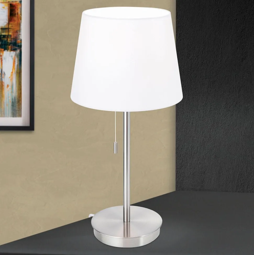 Ludwig bordlampe med USB-port, hvid/mat nikkel