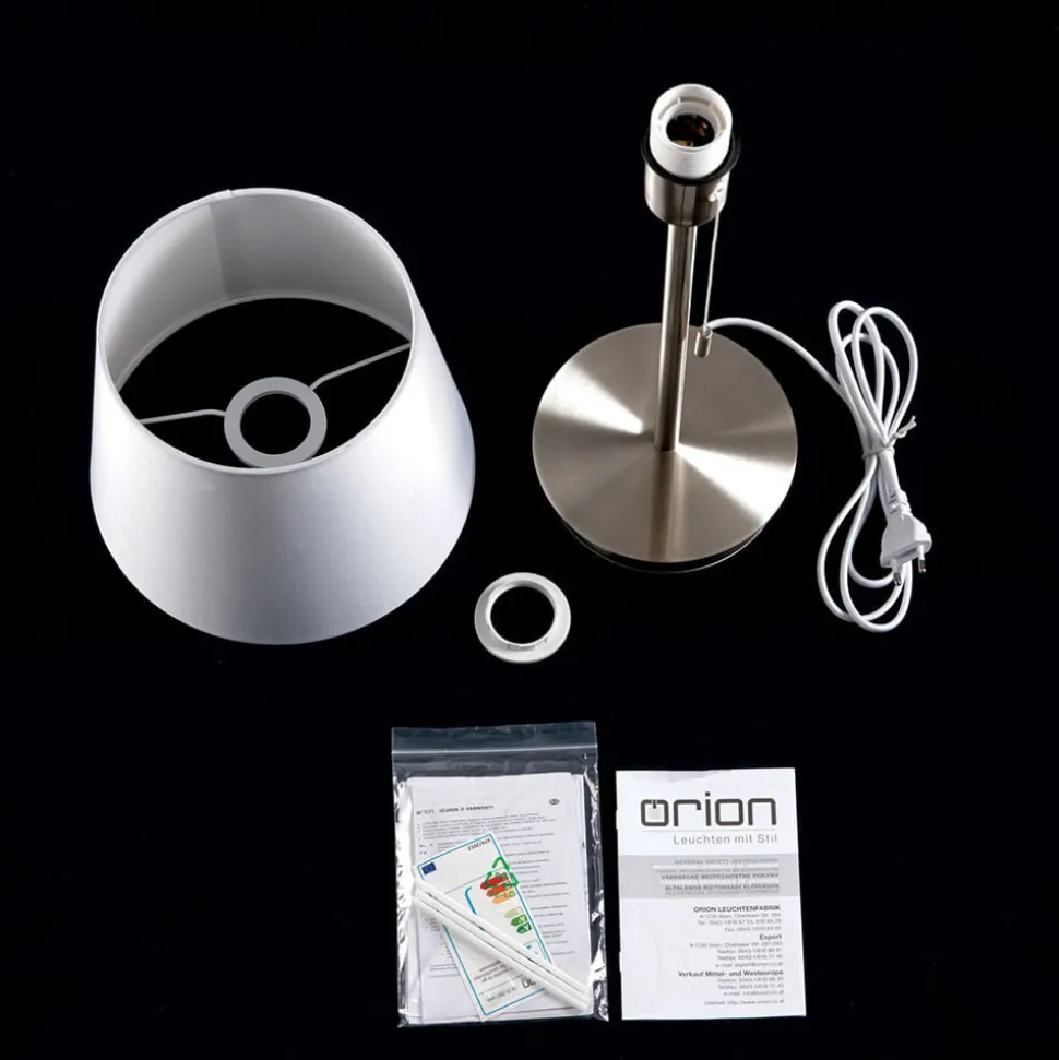 Ludwig bordlampe med USB-port, hvid/mat nikkel