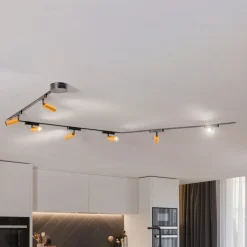 Lumaro skinnesystem, spots, 7 lyskilder, guld, Ø4cm,48V,dæmpbar