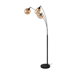 Lumina gulvlampe, 3-lys, sort/amber, glas