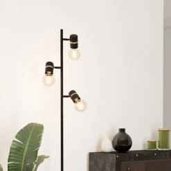 Lurone gulvlampe, sort, tre pærer