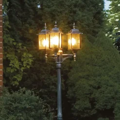Lygtepæl "Milano" m. 3 lyskilder, i sort/sølv