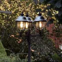 Lygtepæl Parma 3 lyskilder med rustfrit ståltag