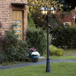 Lygtepæl Parma 3 lyskilder med rustfrit ståltag