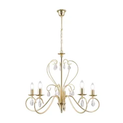 Lysekrone Alessia 5 lyskilder krystalglas guld