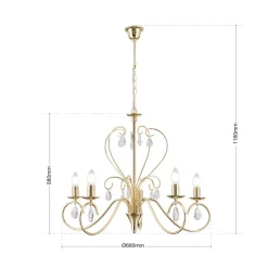 Lysekrone Alessia 5 lyskilder krystalglas guld