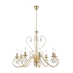 Lysekrone Alessia 8 lyskilder krystalglas guld