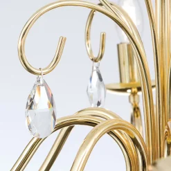 Lysekrone Alessia 8 lyskilder krystalglas guld